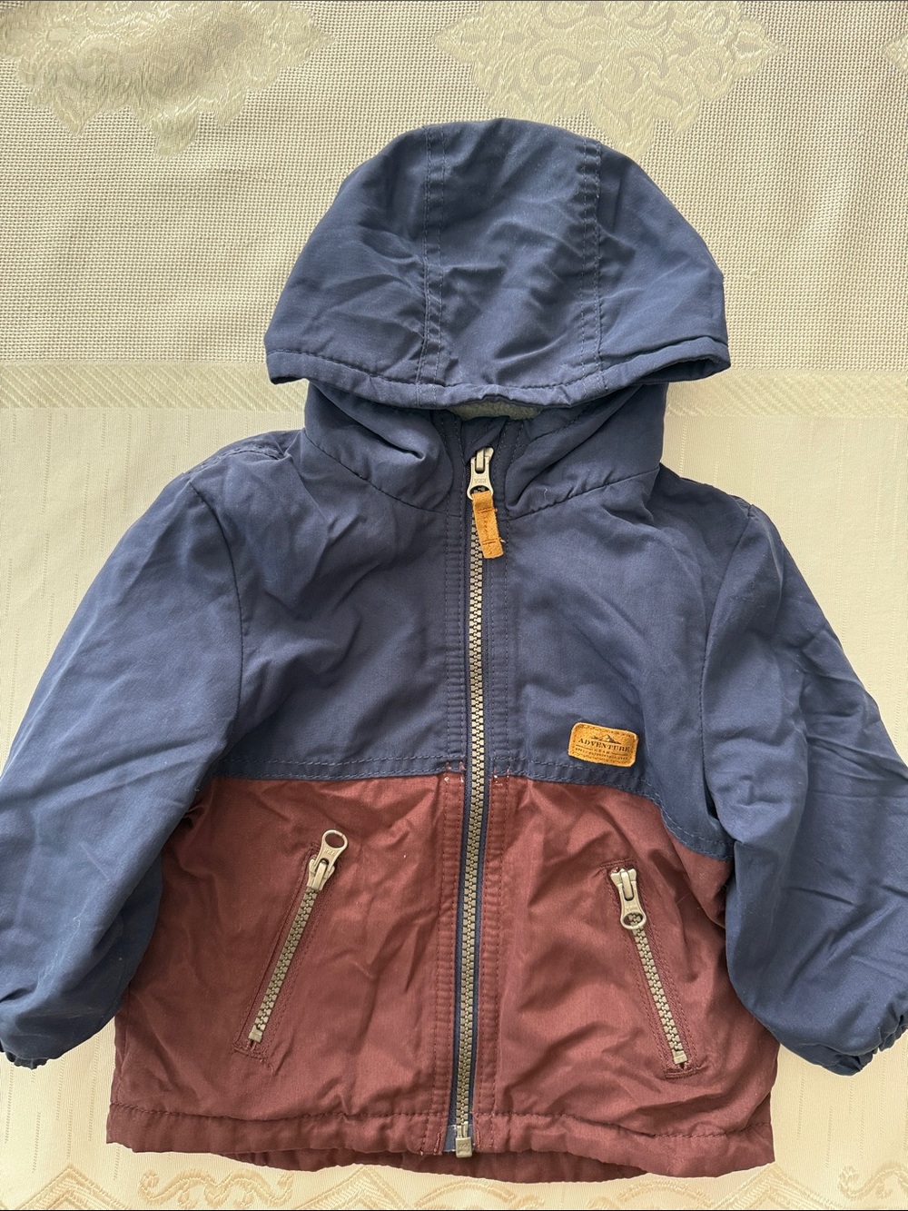 Carter's Two-Tone Hooded Raincoat - Navy and Burgundy